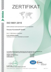 Zertifikat ISO 9001:2015 – Plastec GmbH